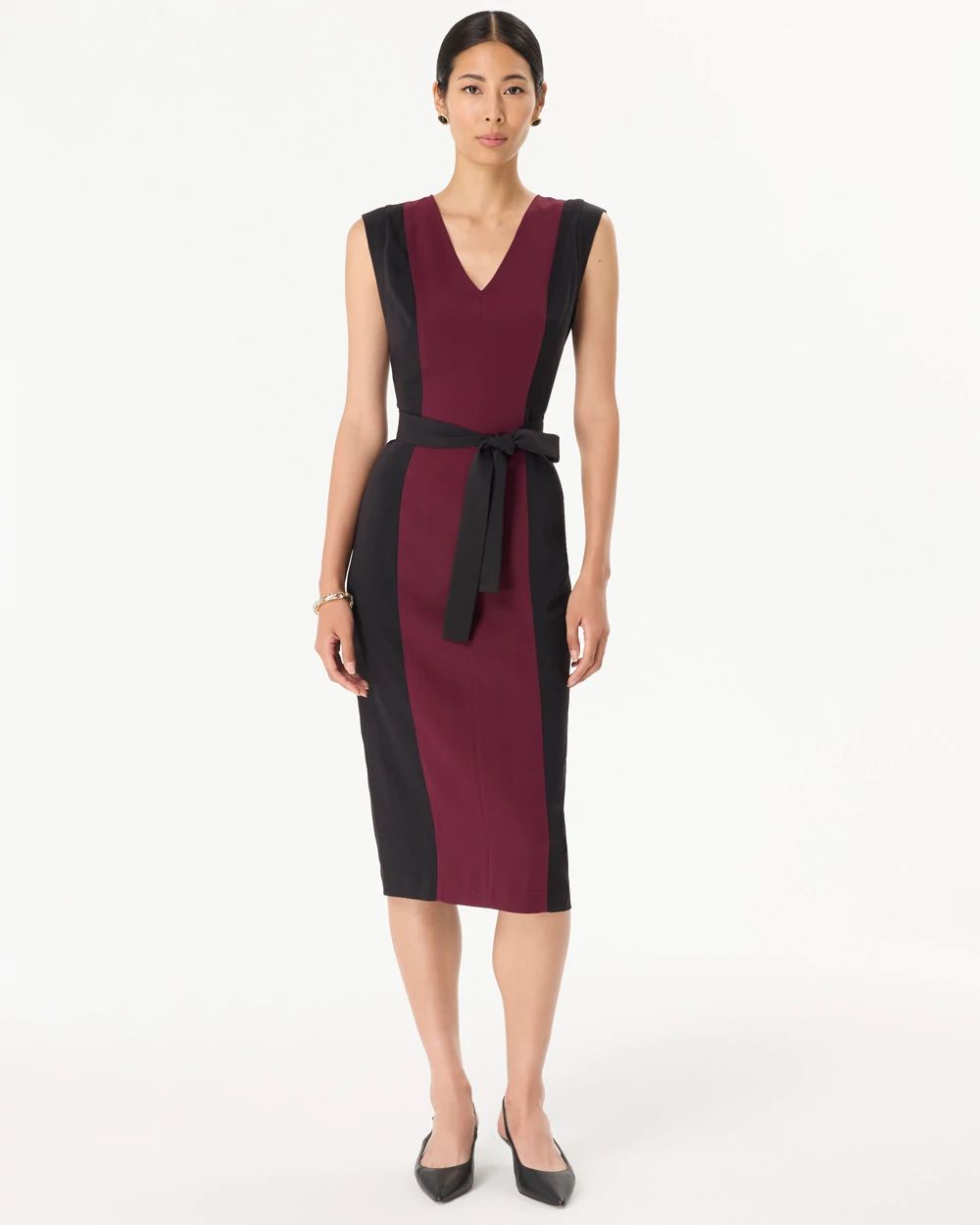 Petite Colorblock V-neck Sheath Dress
