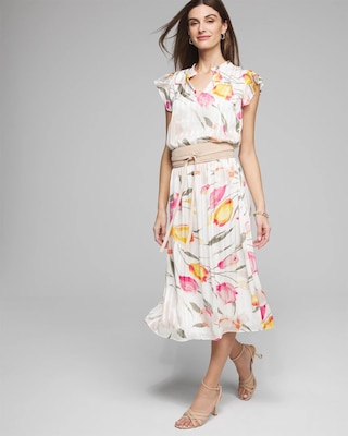 Outlet WHBM Smocked Waist Midi Dress click to view larger image.