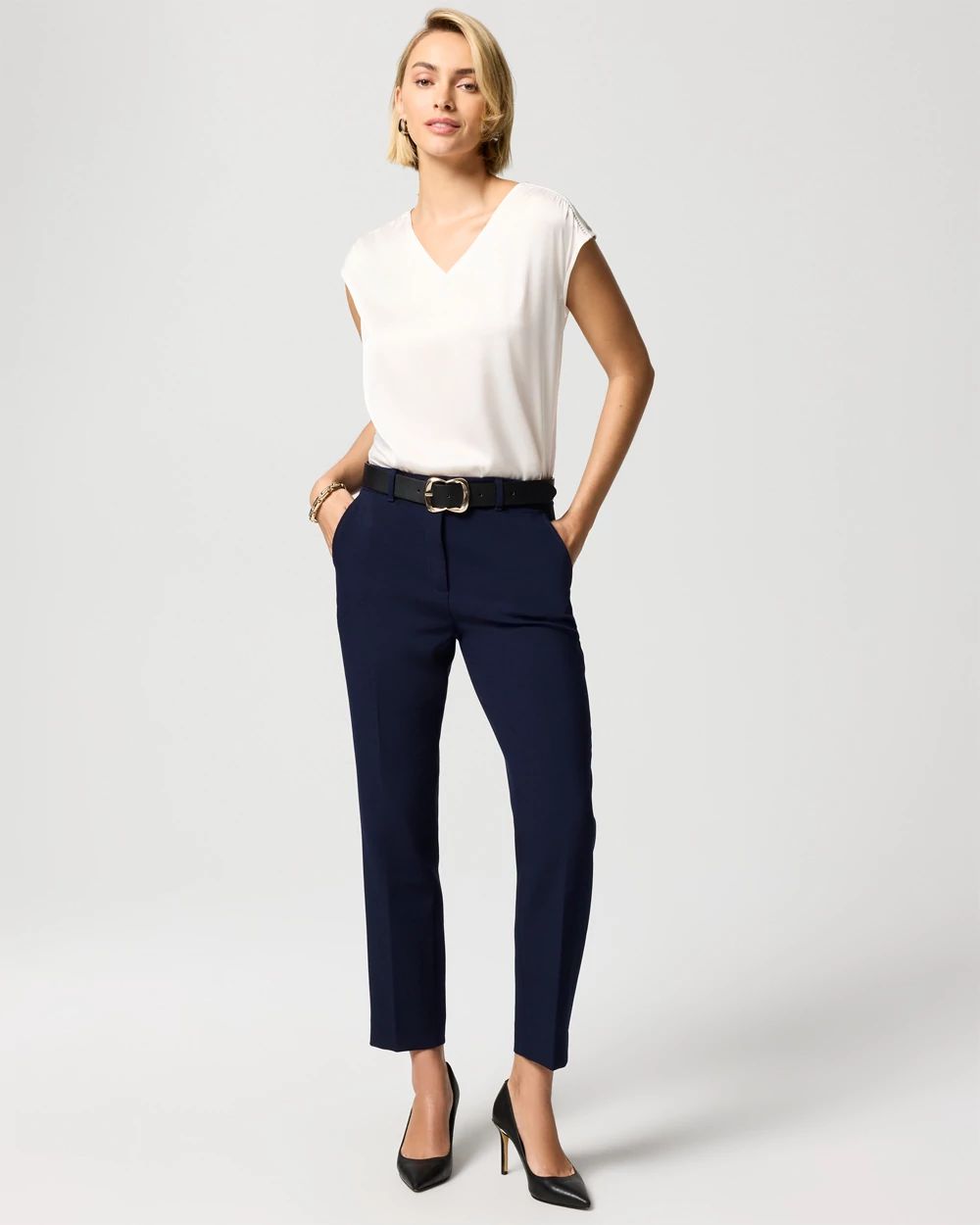 Petite Luxe Stretch High-Rise Elle Slim Ankle Pant