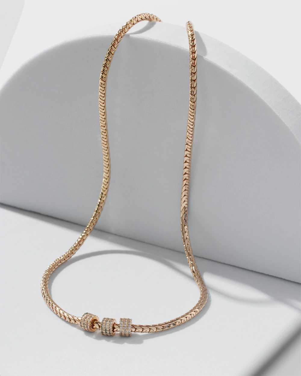 Gold Chain Pave Ring Necklace click to view larger image.