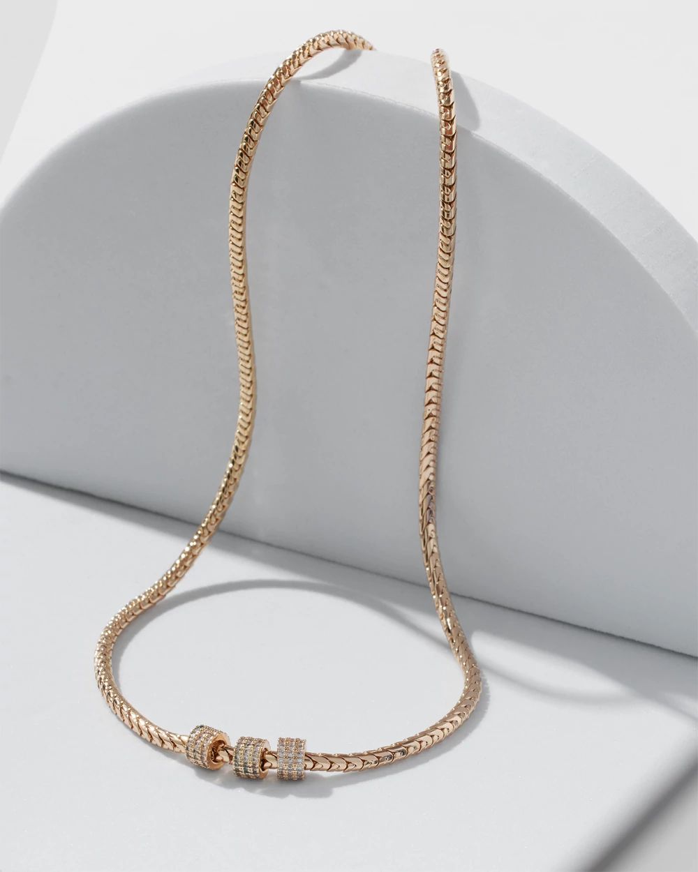 Gold Chain Pave Ring Necklace