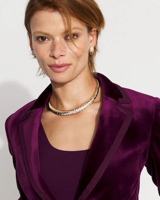 WHBM® One-Button Velvet Blazer click to view larger image.