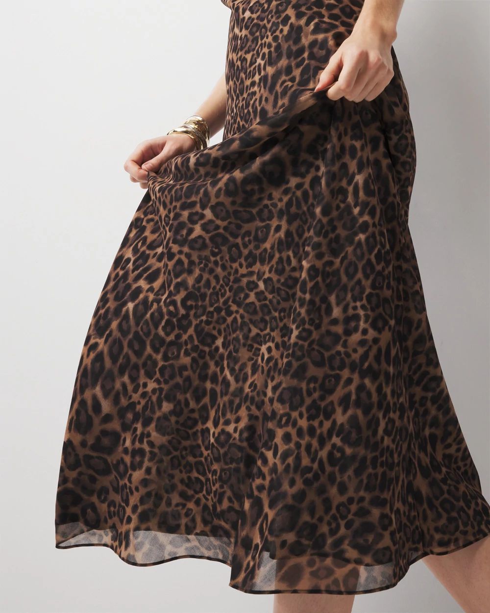 Cowl Neck Leopard Slip Dress click to view larger image.