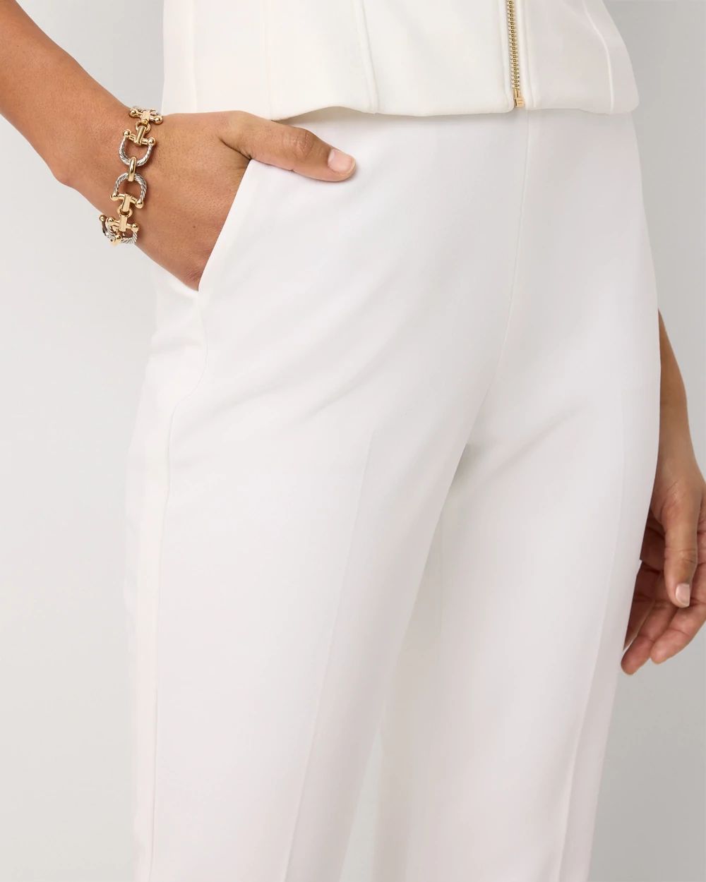 Petite Knit Crepe Pull-On Piper Flare