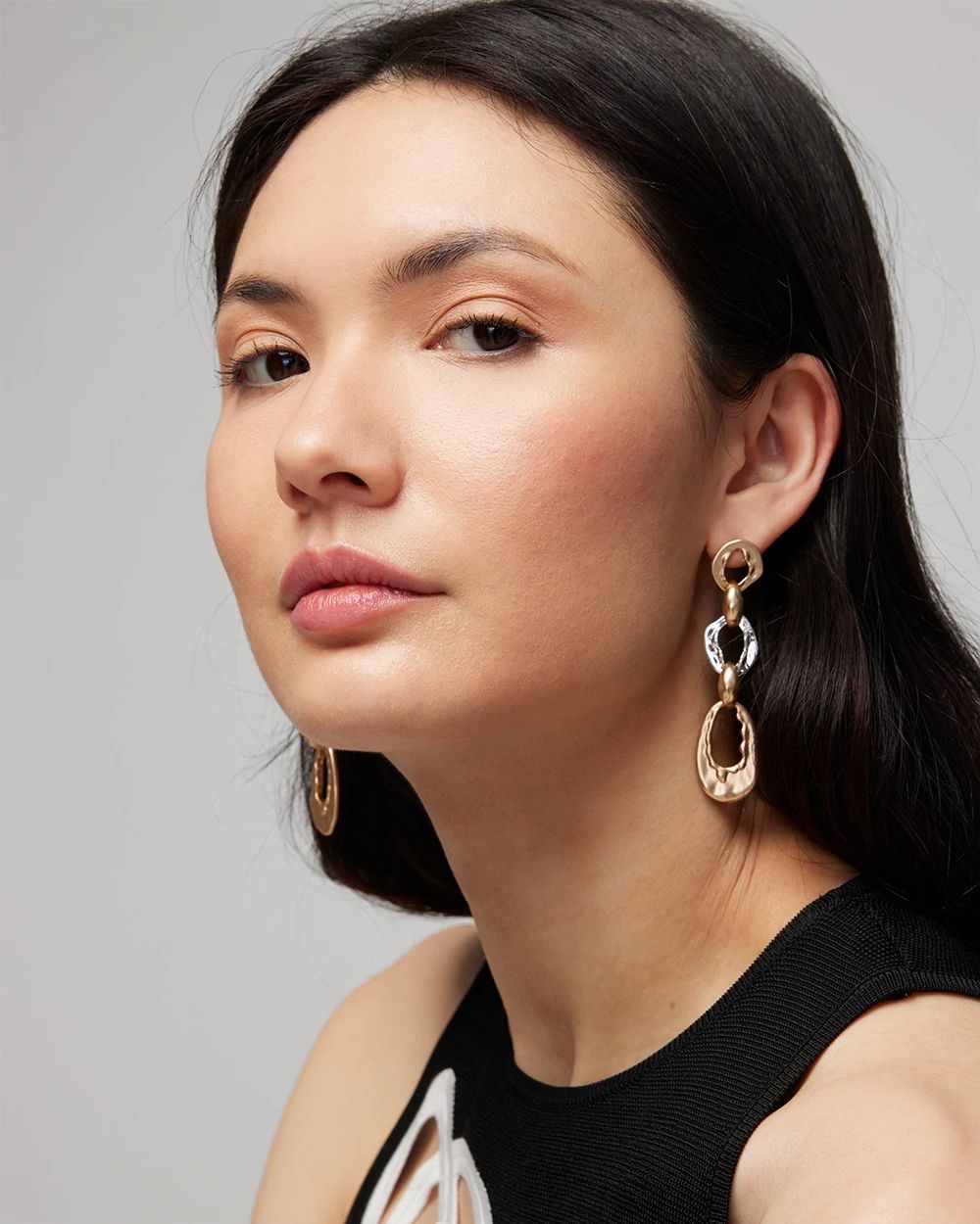 Mixed Metal Discs Drop Earrings