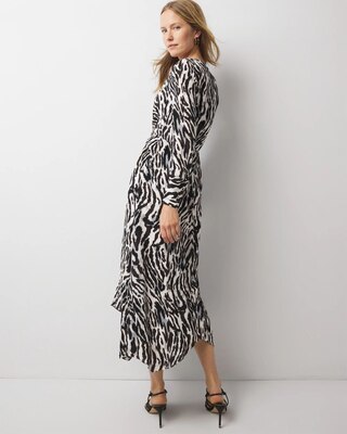Animal Print Twist-Front Midi Dress click to view larger image.