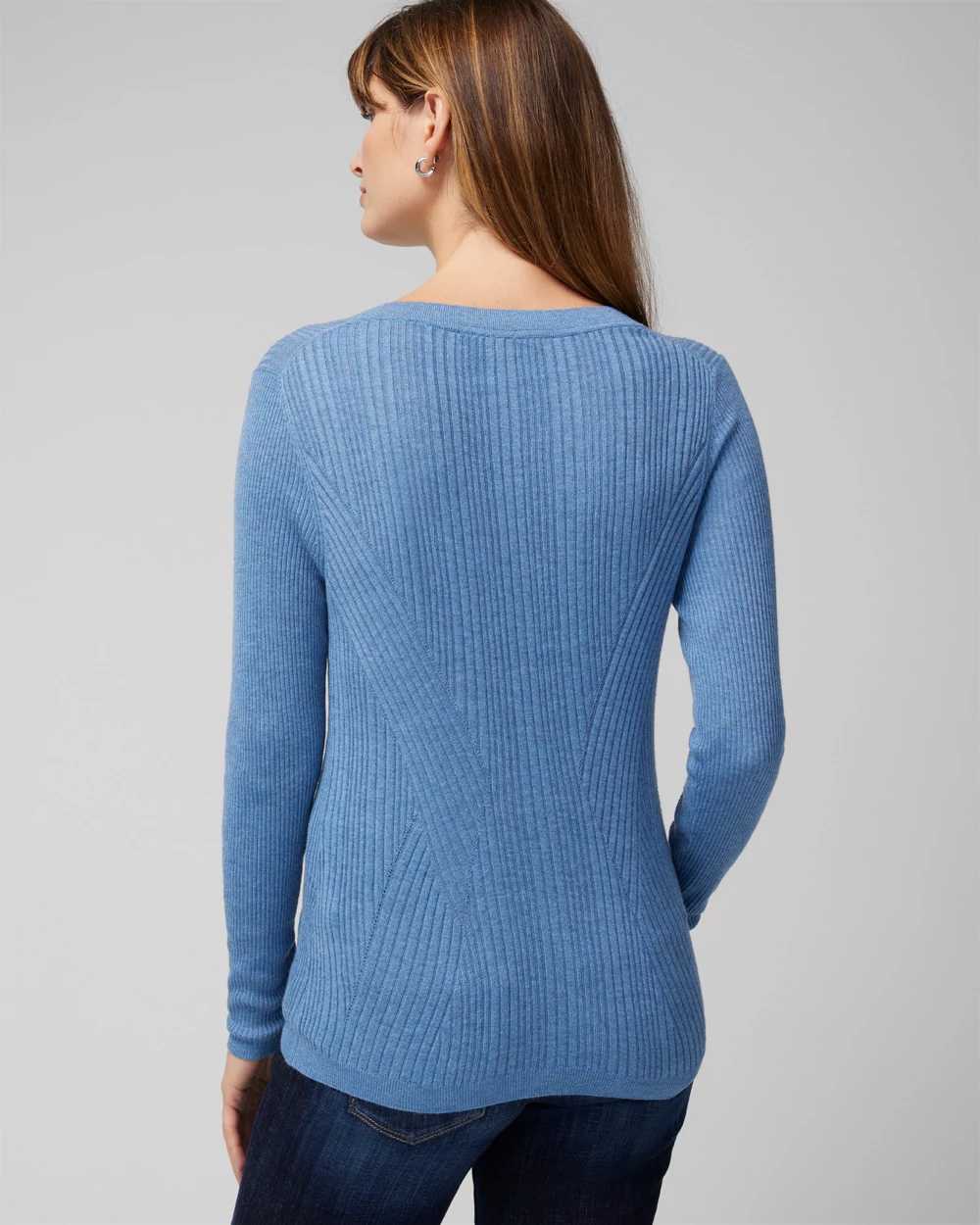 Long Sleeve Cashmere Blend V-Neck Top click to view larger image.