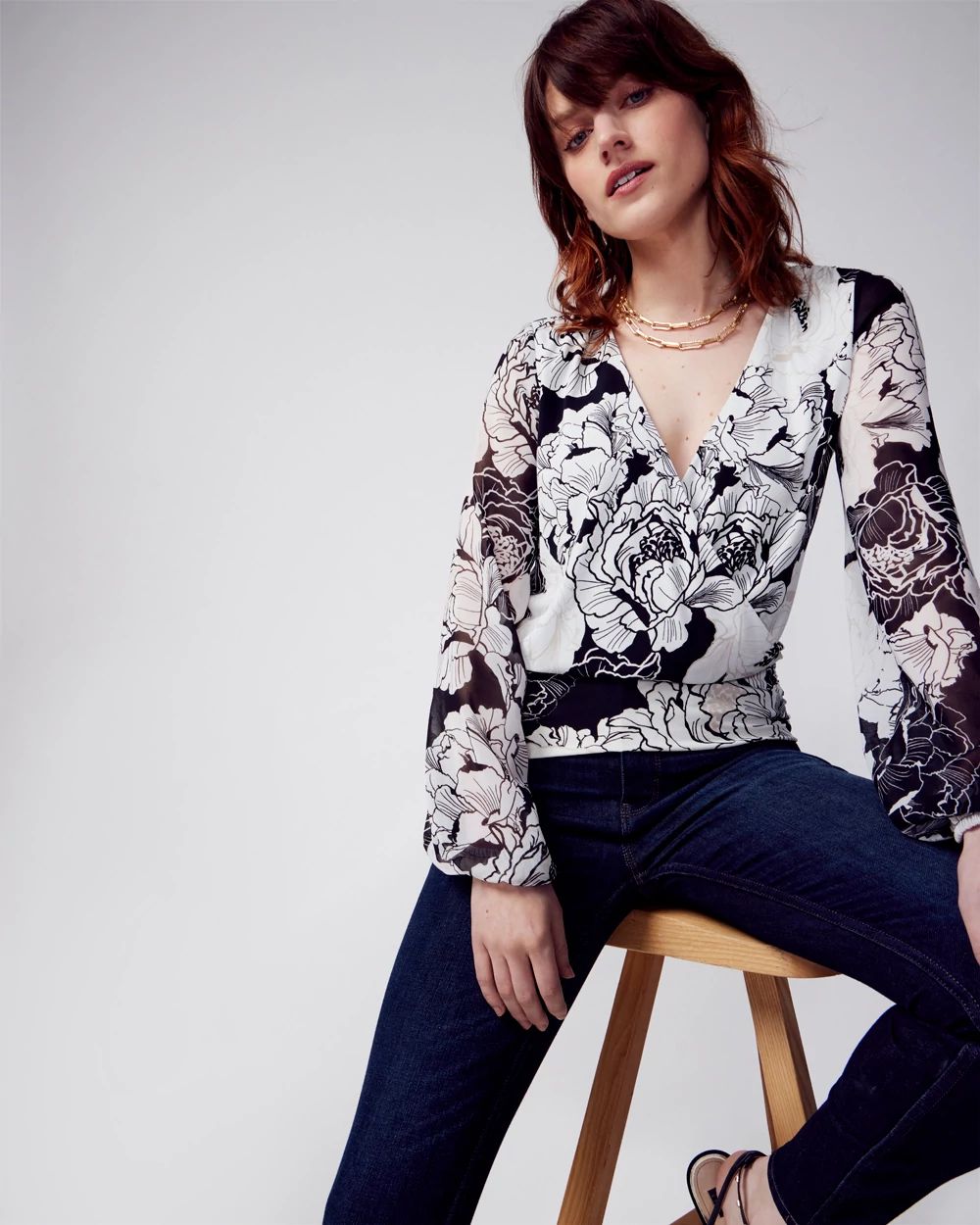 Matte Jersey Surplice Blouse