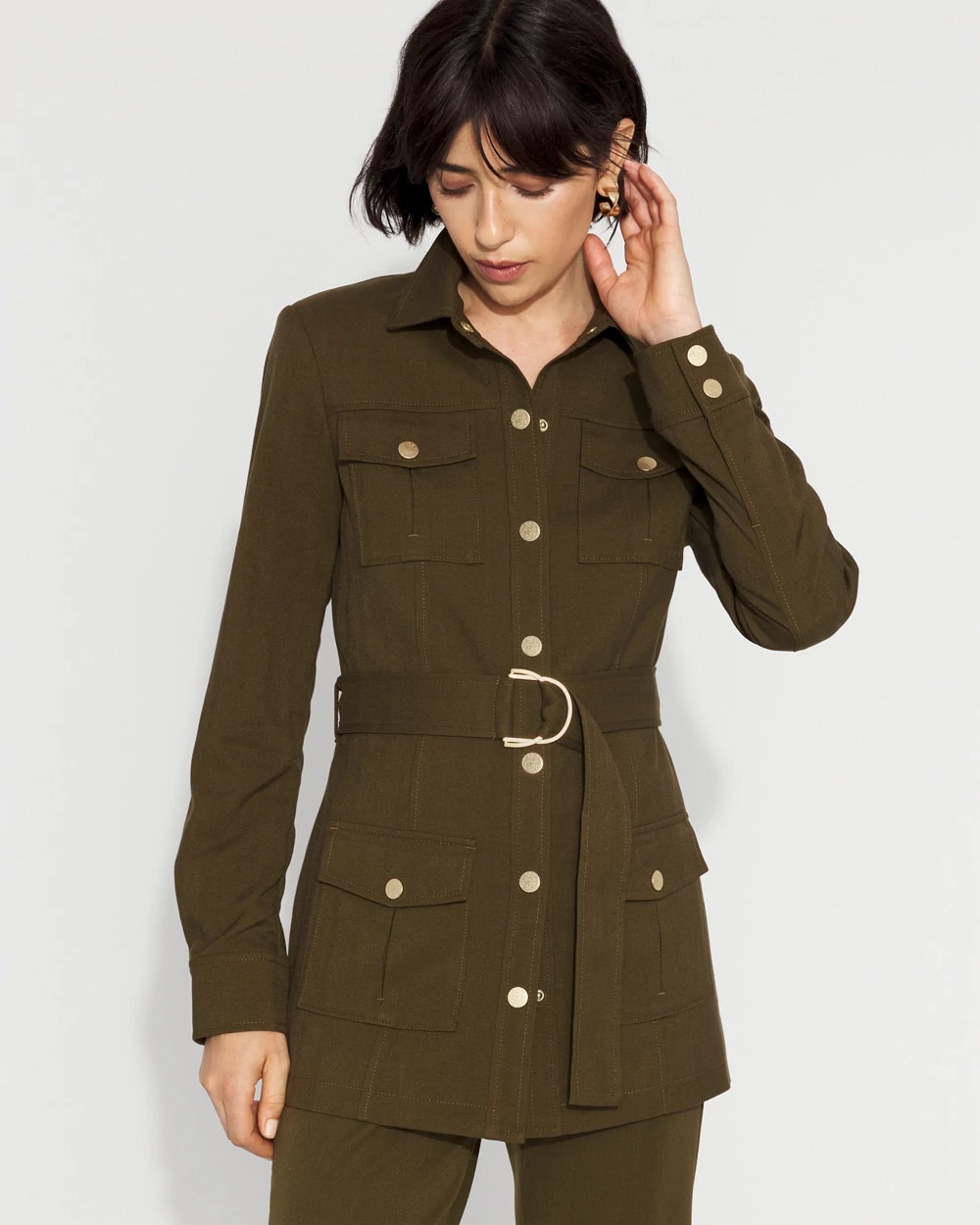Twill Belted Utility Shacket