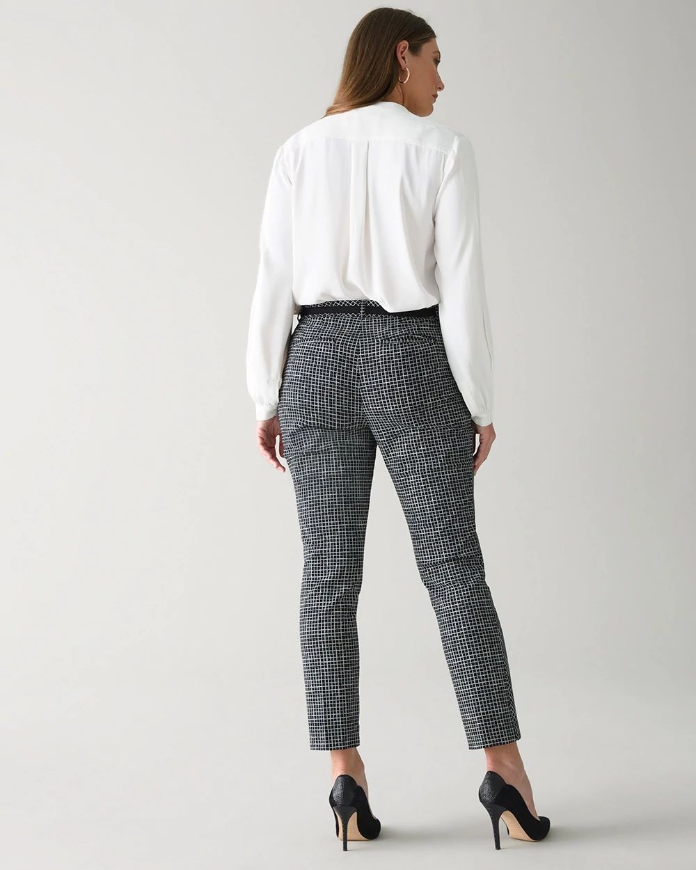 Plaid Comfort Stretch Slim Ankle Pants