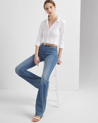 Elbow-Sleeve Ruched Shirt
