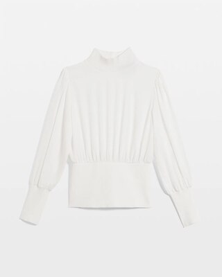 Petite Long Sleeve Smocked Waist Blouse click to view larger image.