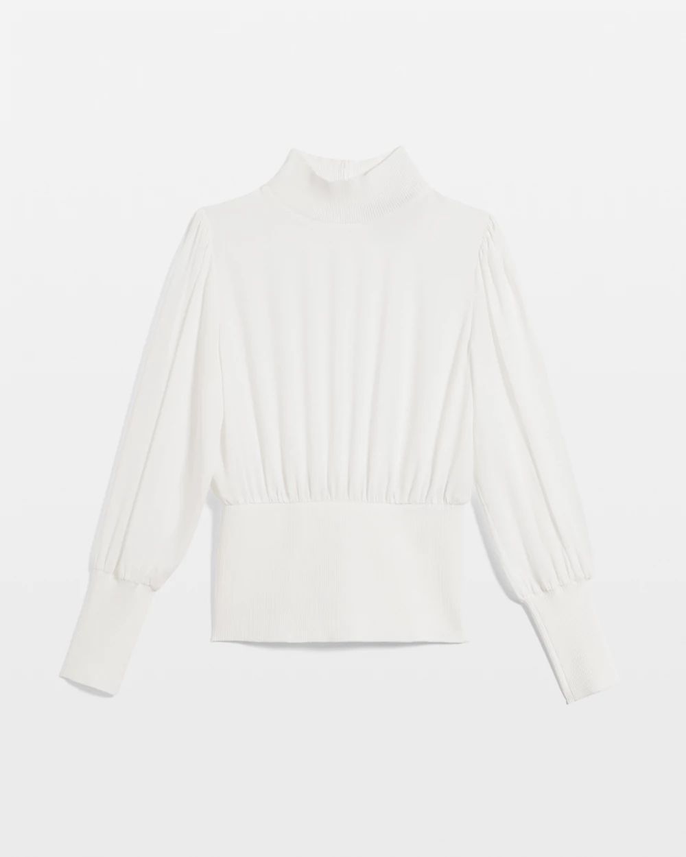 Petite Long Sleeve Smocked Waist Blouse