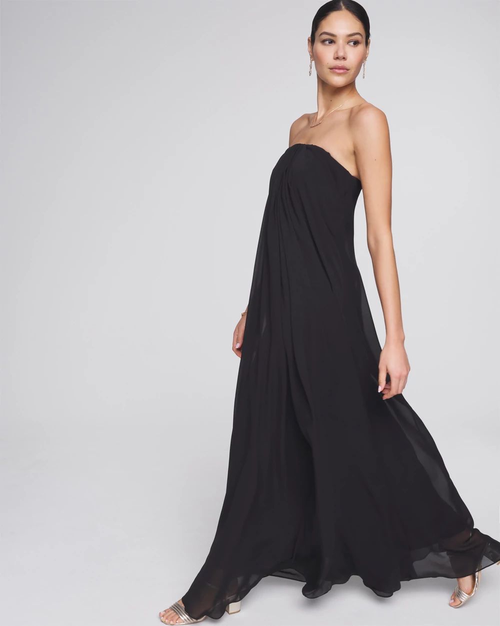 Strapless Chiffon Drape Gown