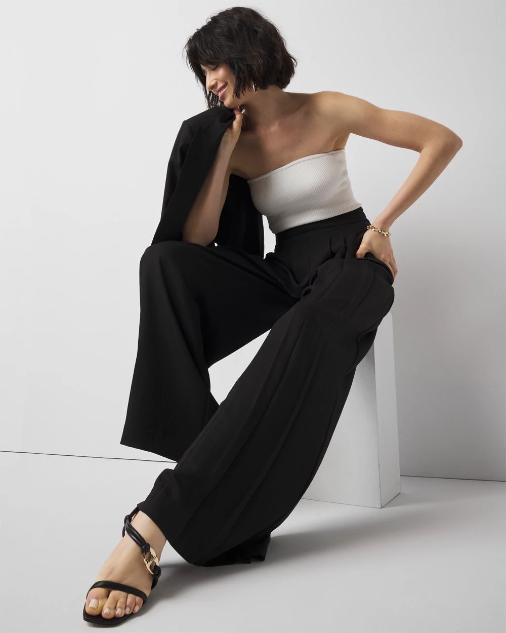 Petite Pleated Ultra-Wide Leg Pant