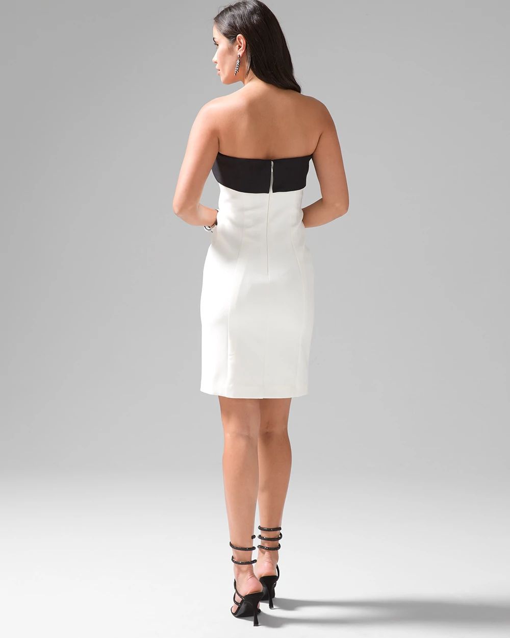 Strapless White + Black Sheath Dress