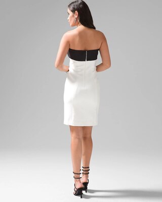 Strapless White + Black Sheath Dress