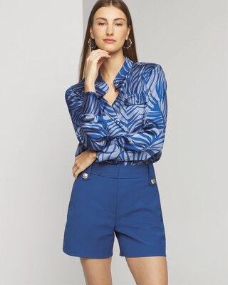 High-Rise Lightweight Button Comfort Stretch Shorts