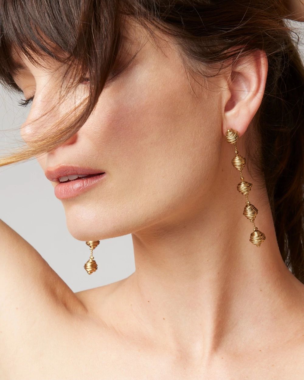 Goldtone Wire Wrap Linear Earrings