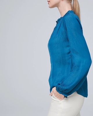 Smocked V-Neck Blouse