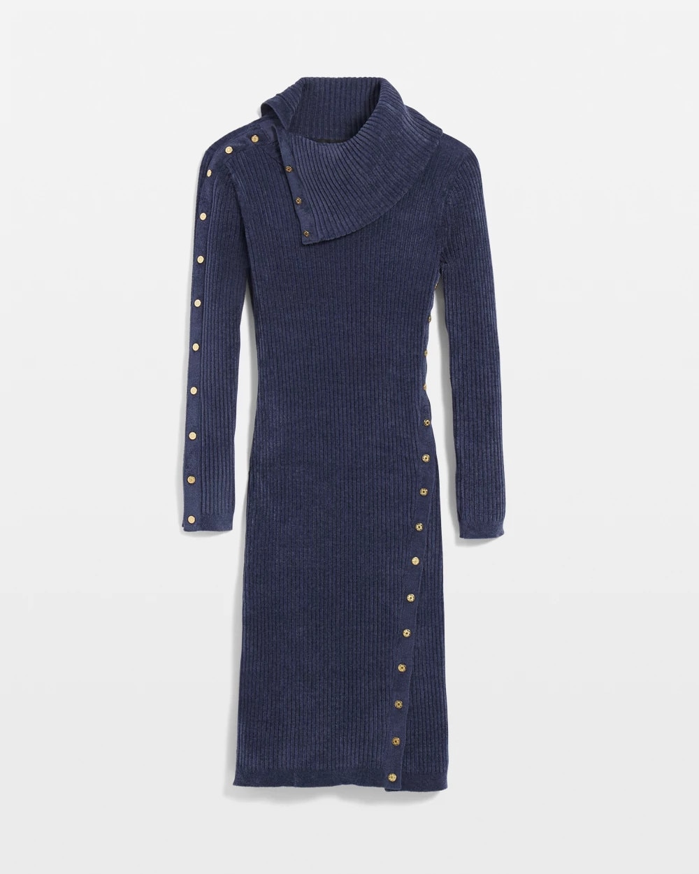 Chenille Button Trim Sweater Dress