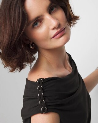 Matte Jersey At-the-Shoulder Banded Bottom Top click to view larger image.