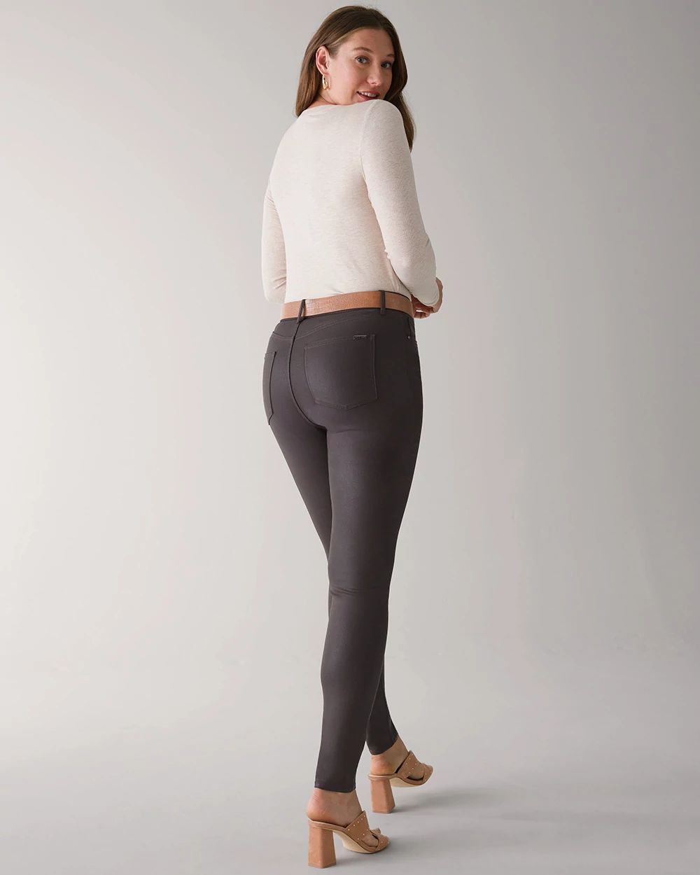 Curvy-Fit High Rise Coated Skinny Jeans