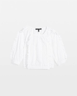 Petite Eyelet & Ruffle Blouse click to view larger image.