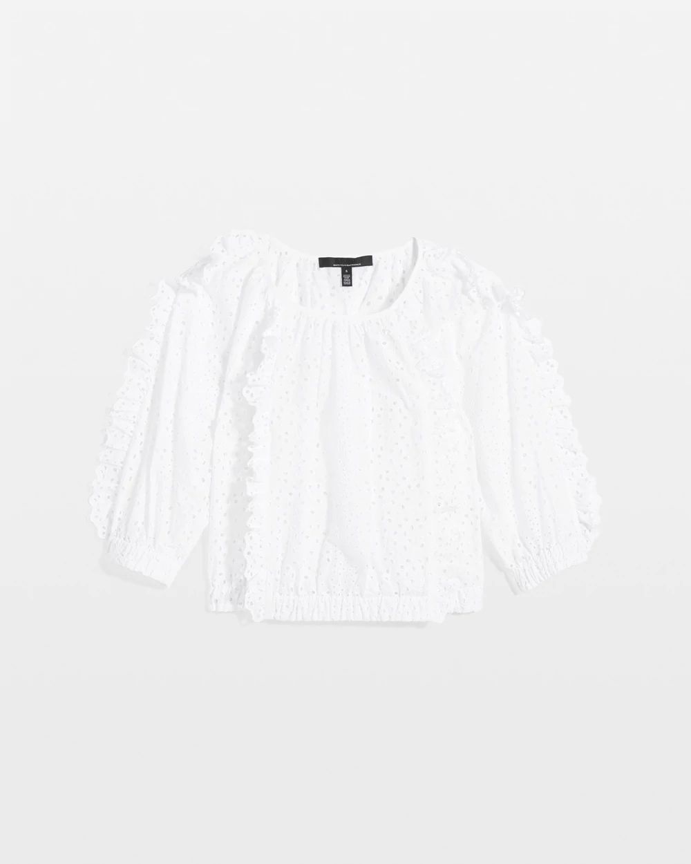 Petite Eyelet & Ruffle Blouse