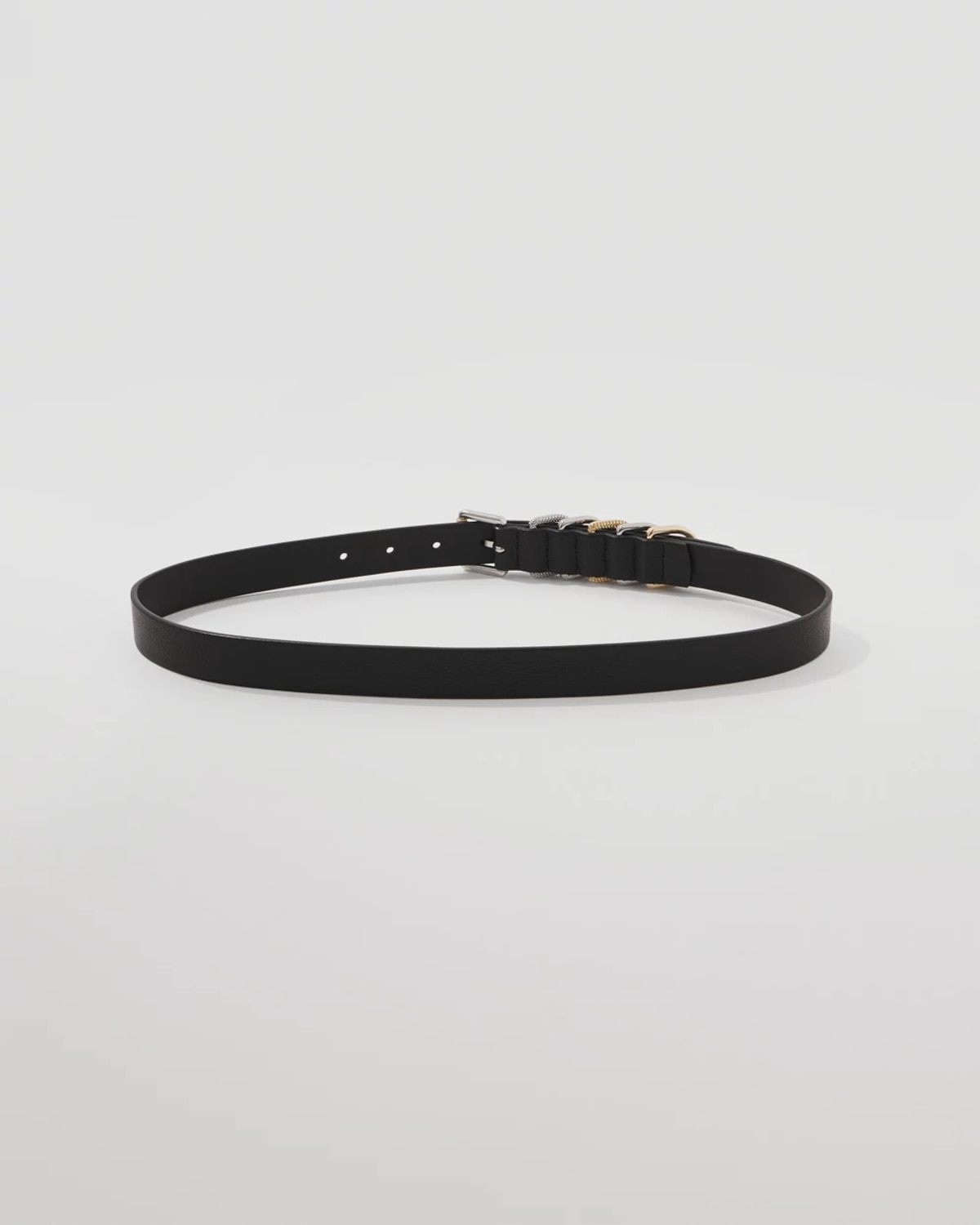White House Black Market Textured Mixed Metal Skinny Belt In Black