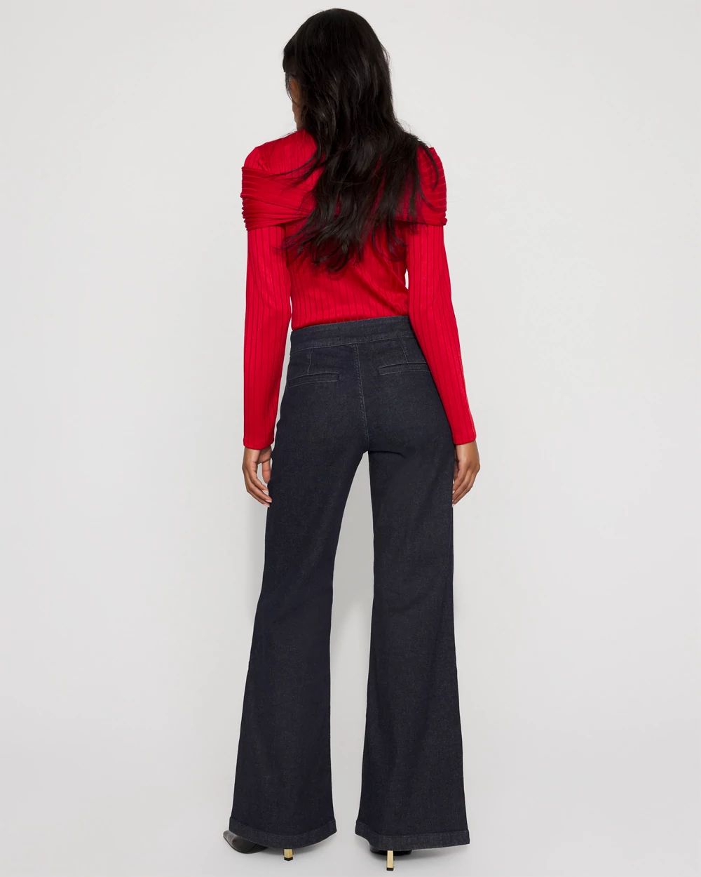 Chain Detail Extra High Rise Wide-Leg Jean click to view larger image.