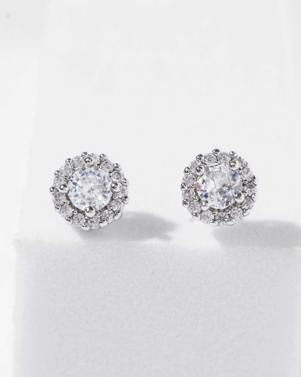 Cz halo earrings sale