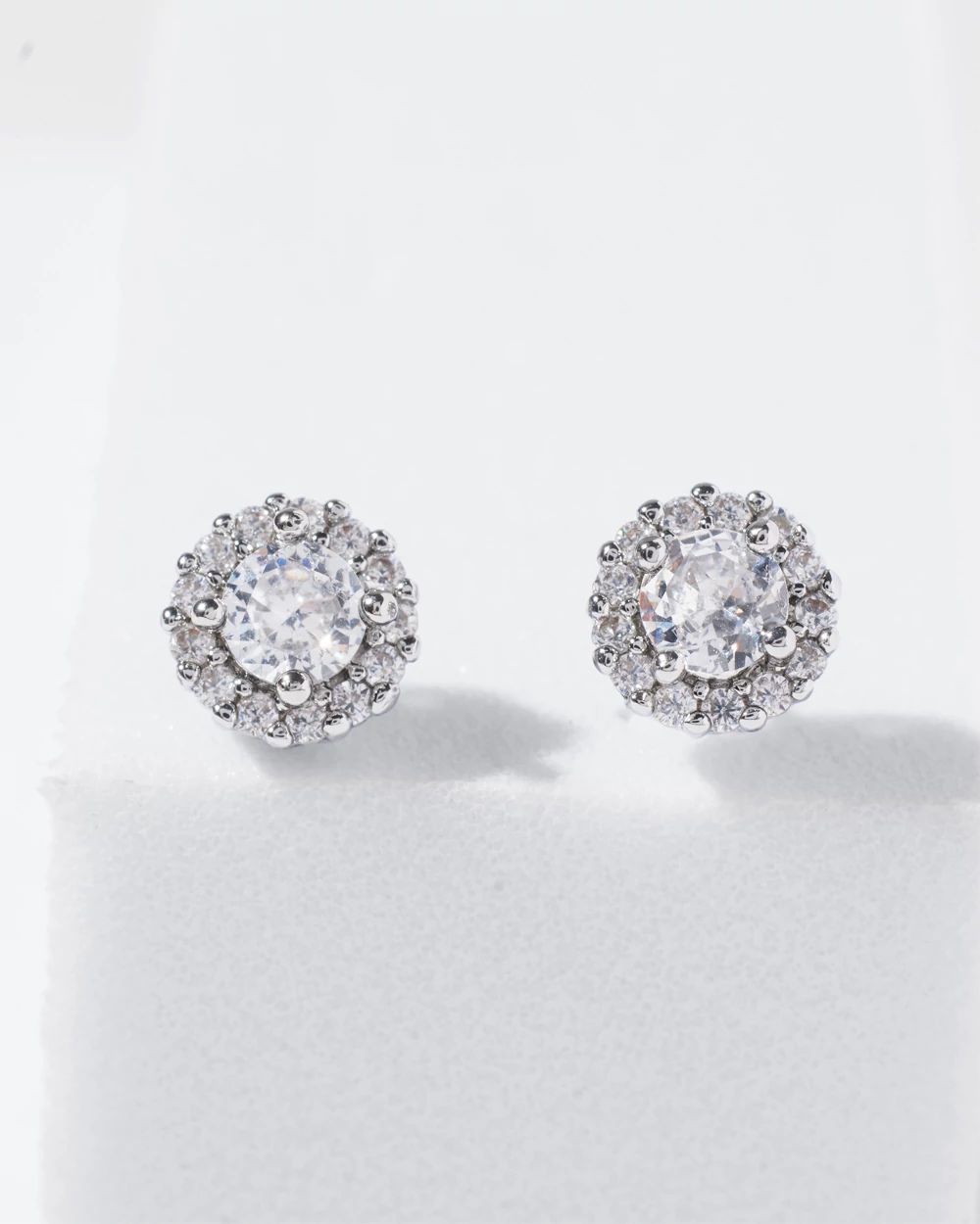 CZ Halo Stud Earrings