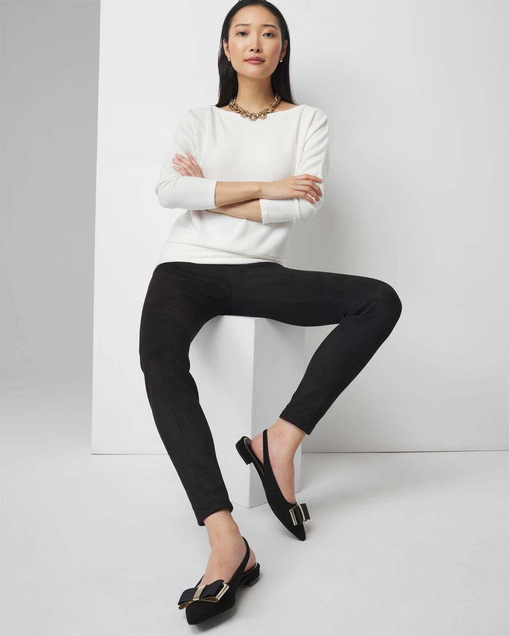 Off-The-Shoulder Ribbed Snit Pullover