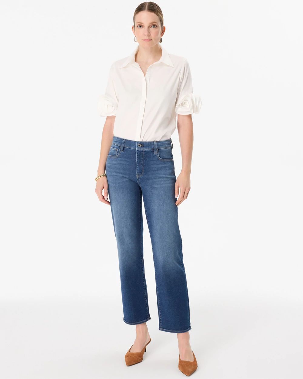 Petite High-Rise Straight Ankle Ease Jean