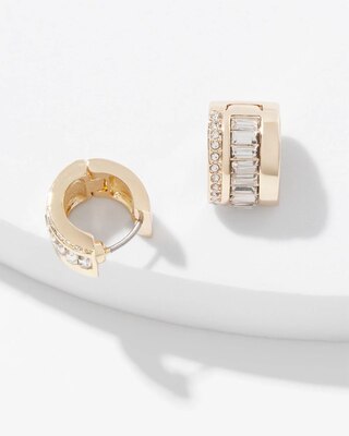 Gold Baguette Huggie Earrings