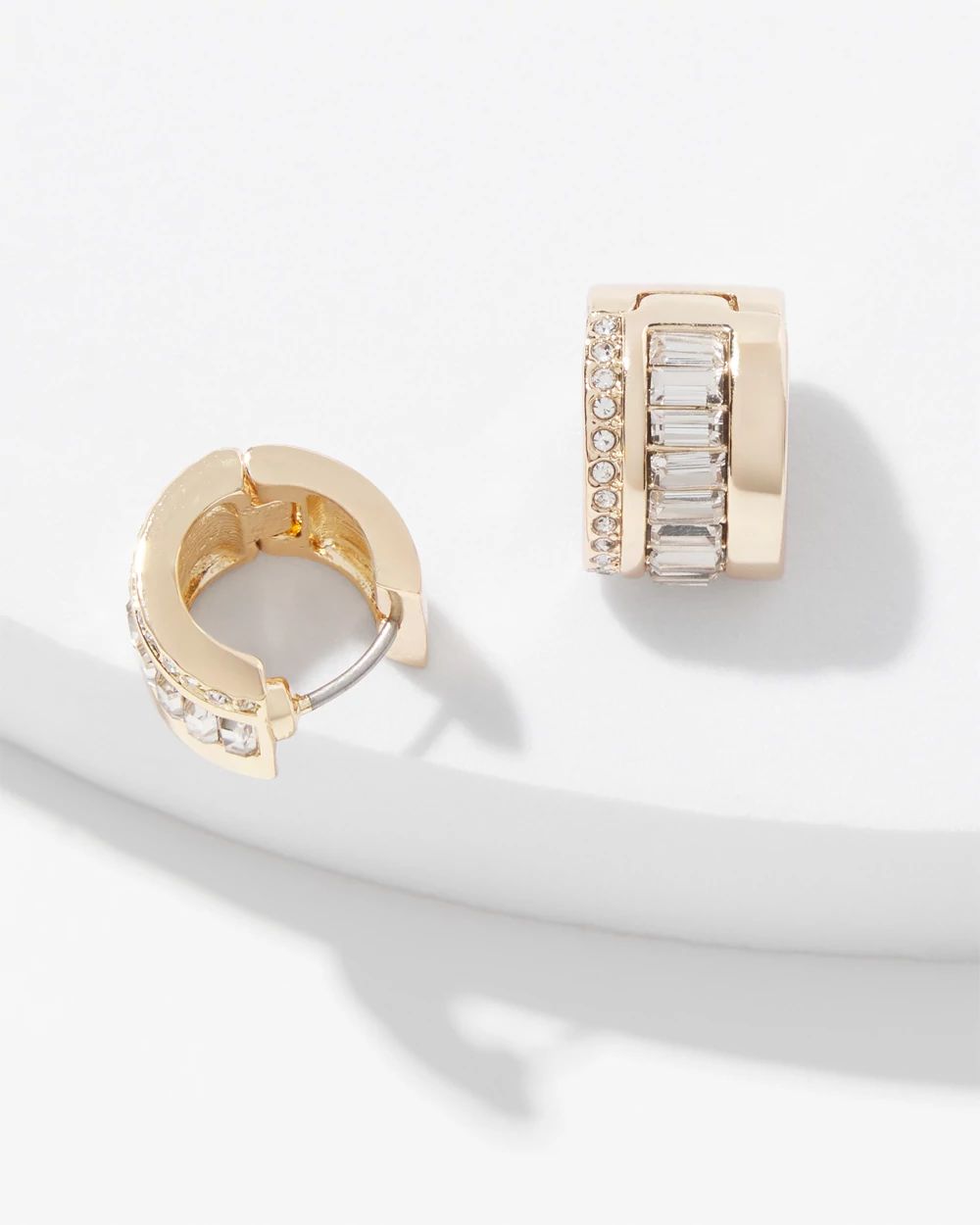 Gold Baguette Huggie Earrings