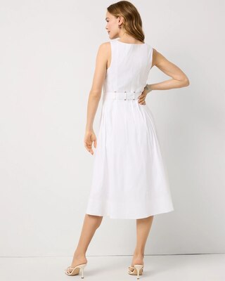 Poplin Notch V-neck Midi Dress click to view larger image.