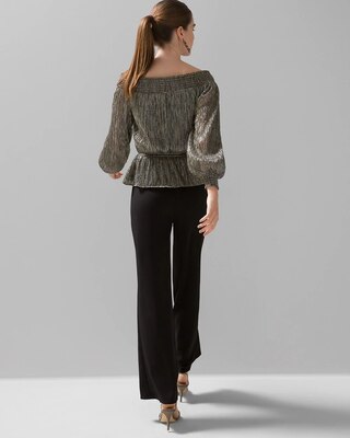 Long Sleeve Off-the-Shoulder Shimmer Top