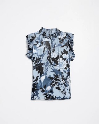 Sleeveless Mock Neck Burnout Blouse
