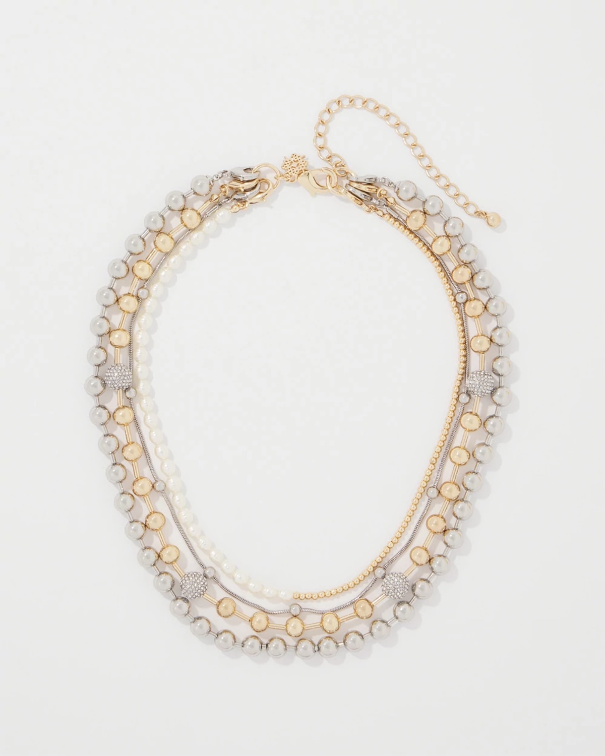 White House Black Market Mixed Metal + Glass Pearl Convertible Necklace |