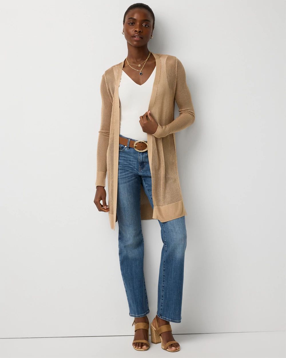 Open Stitch Longline Cardigan