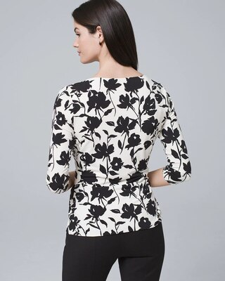 Draped-Front Floral Top