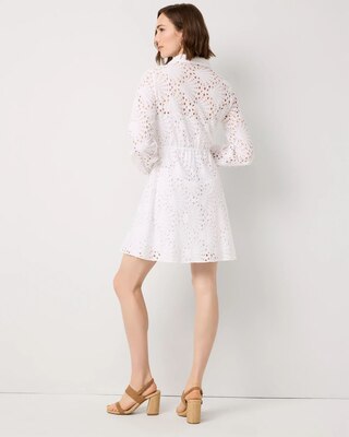Eyelet Long Sleeve Cotton Dress click to view larger image.