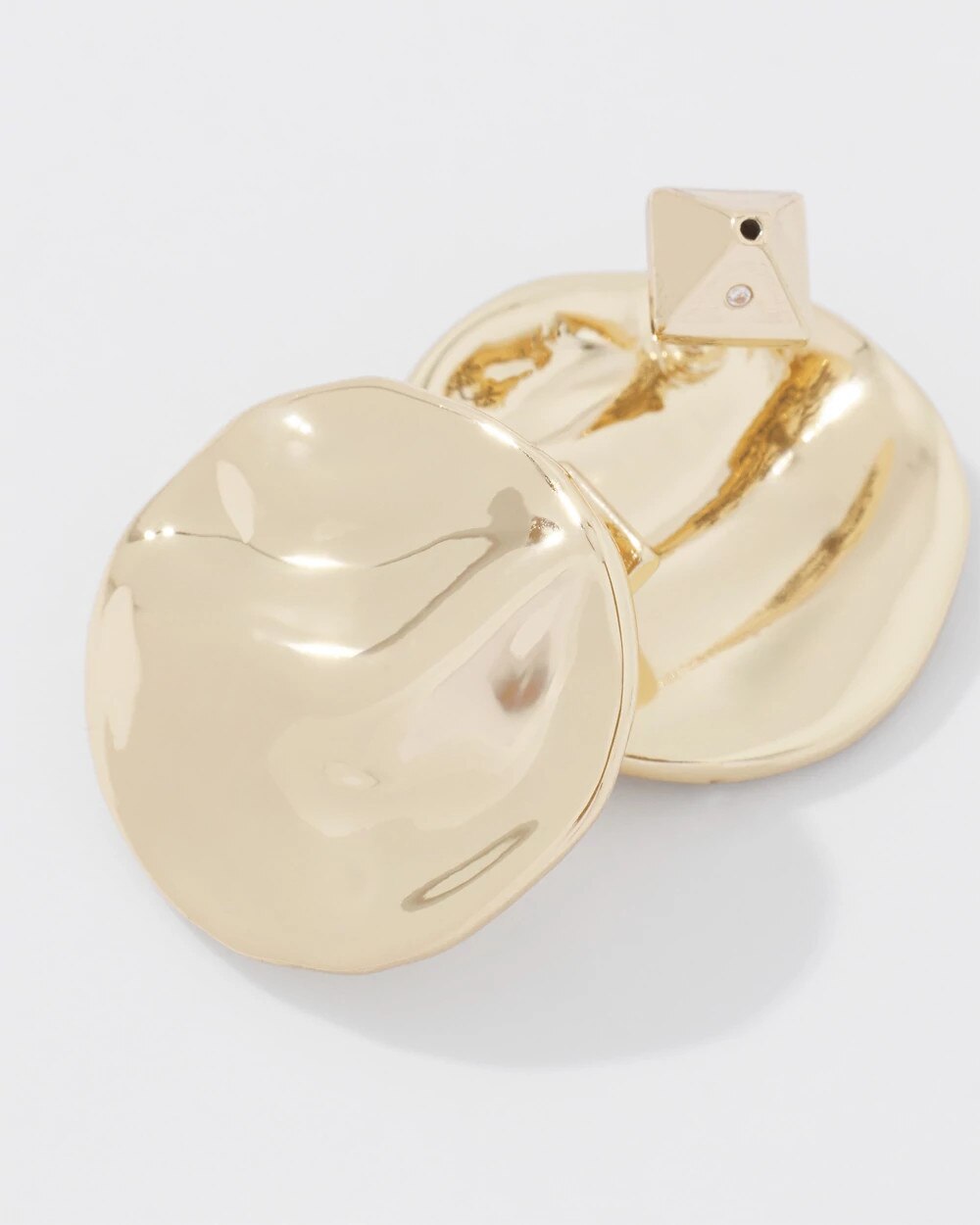 Gold Hammered Disc Stud Earrings - image 4