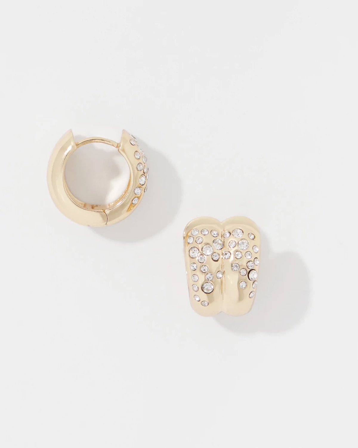 White House Black Market Pave Double Hoop Earrings |  In Gold