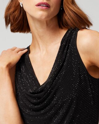 Sleeveless Rhinestone Drape Neck Top