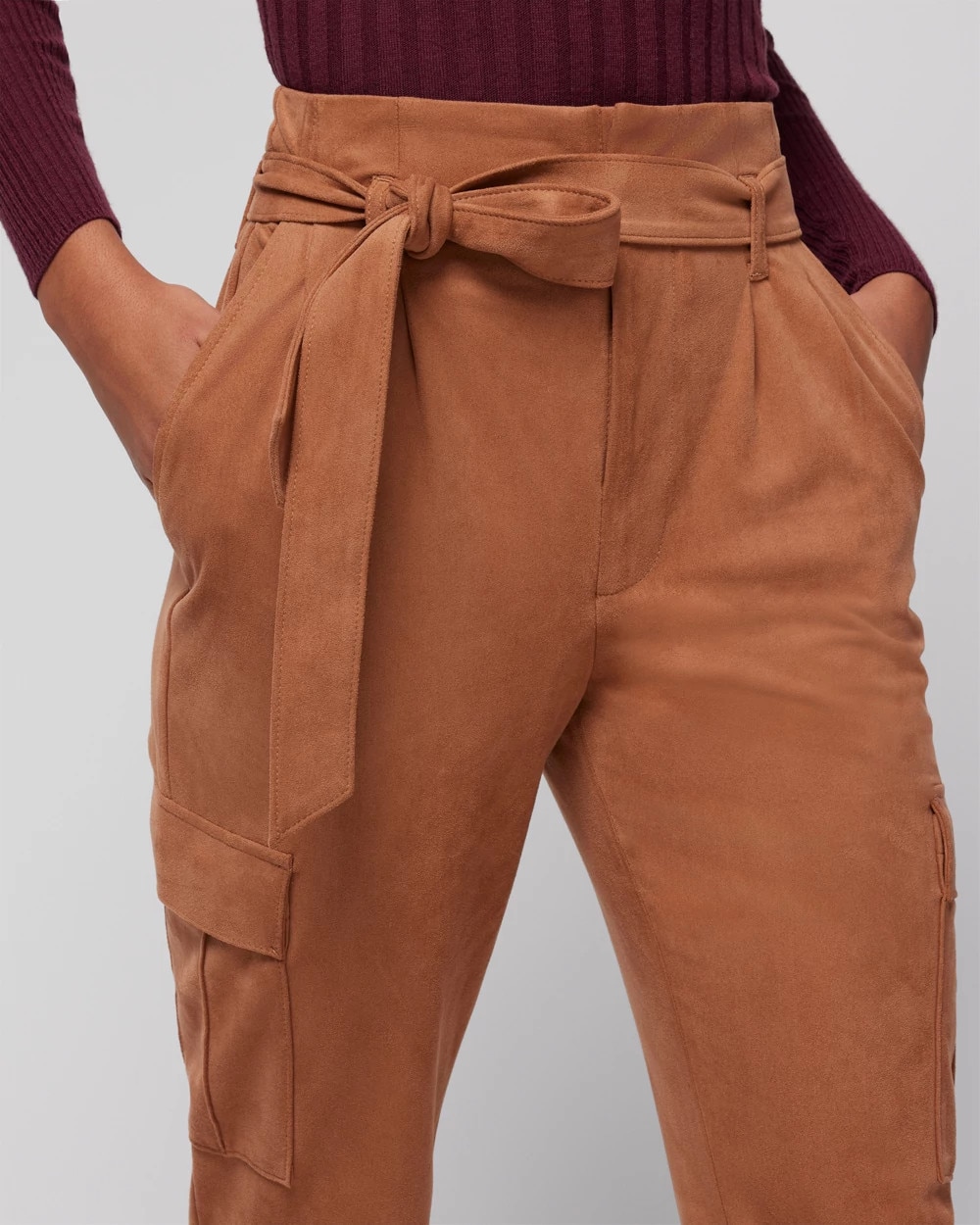 Ultra-Suede Paperbag Tapered Ankle Pant