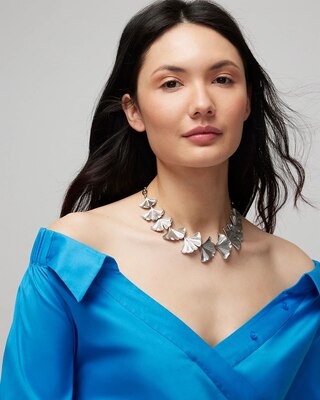 Silvertone Leaf Necklace
