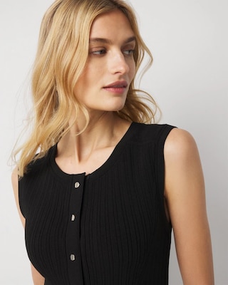 Petite Button Front Sleeveless Sweater Dress click to view larger image.